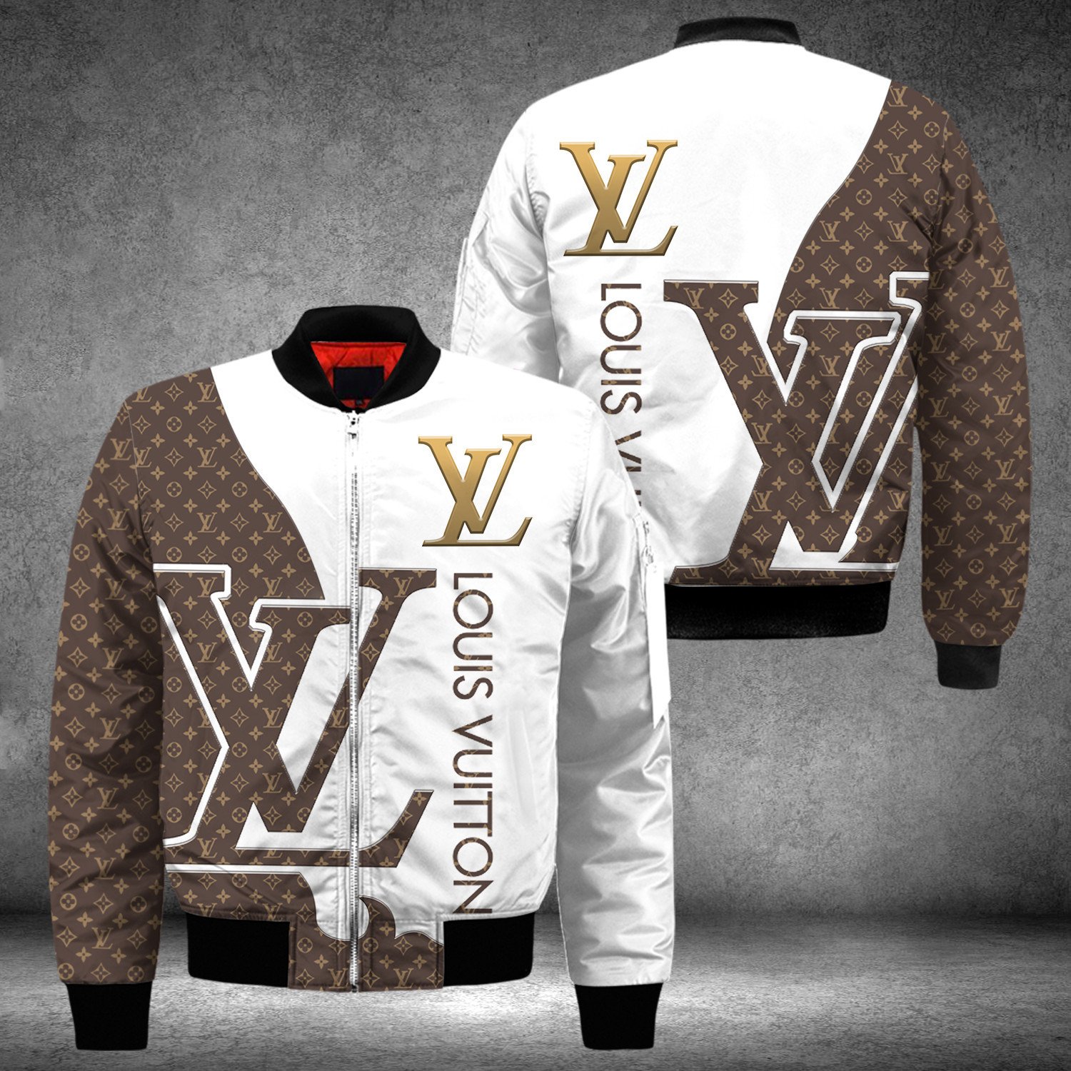 
                louis vuitton milky bomber jacket lv luxury clothing clothes outfit for men
            