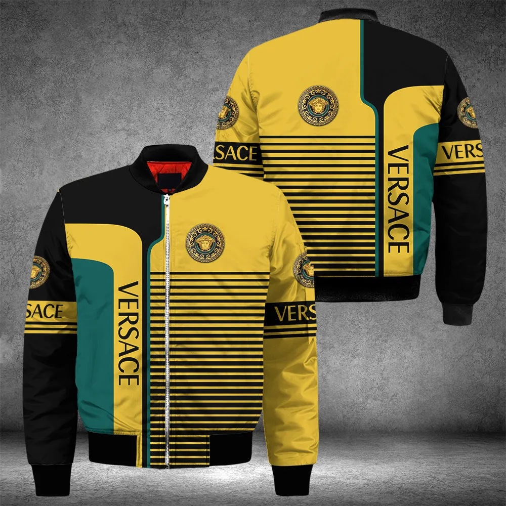 
                gianni versace yellow bomber jacket luxury clothing clothes outfit for men
            