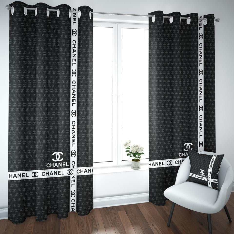 
                chanel fashion premium logo luxury brand window curtain home decor
            