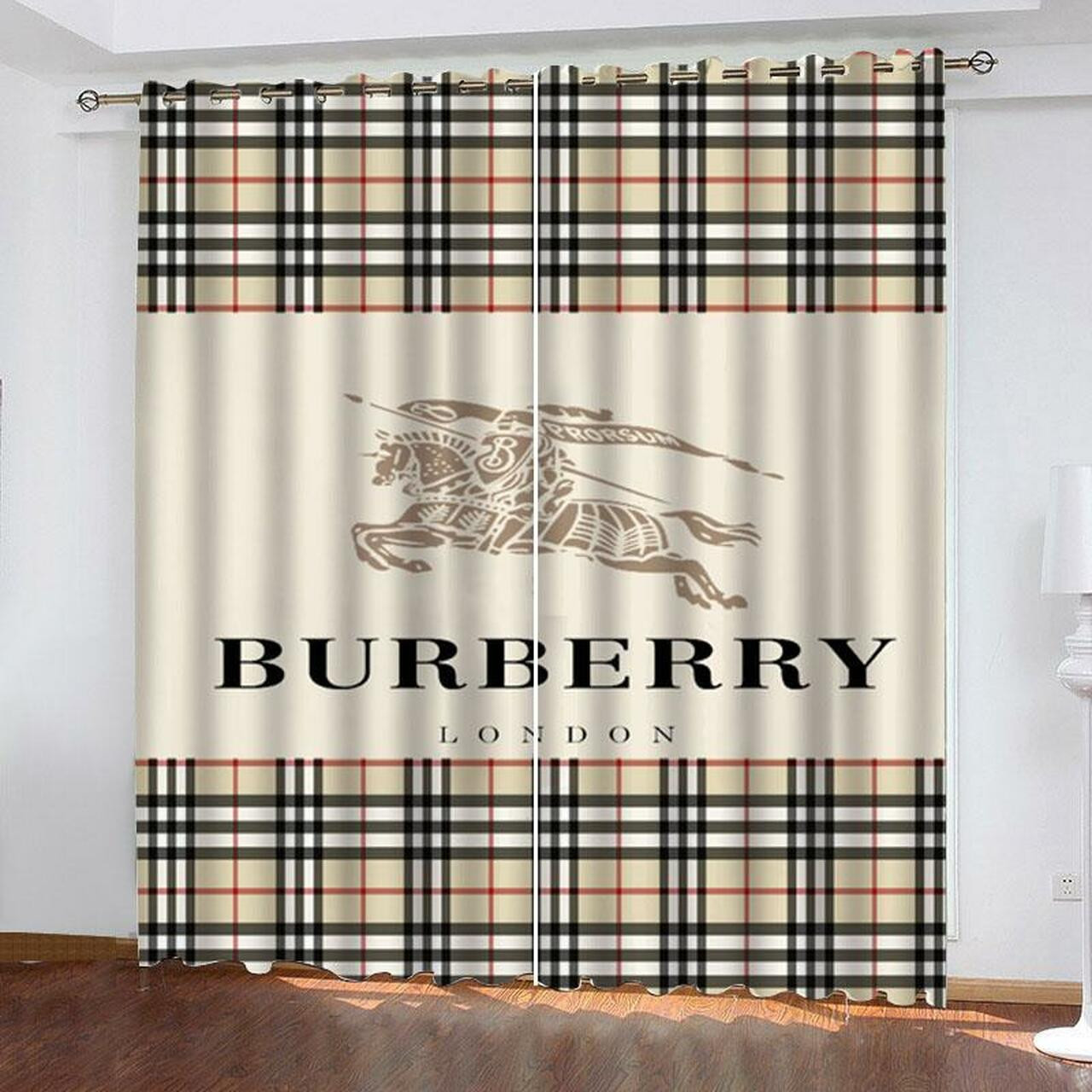 
                burberry printed premium logo fashion luxury brand window curtain home decor
            