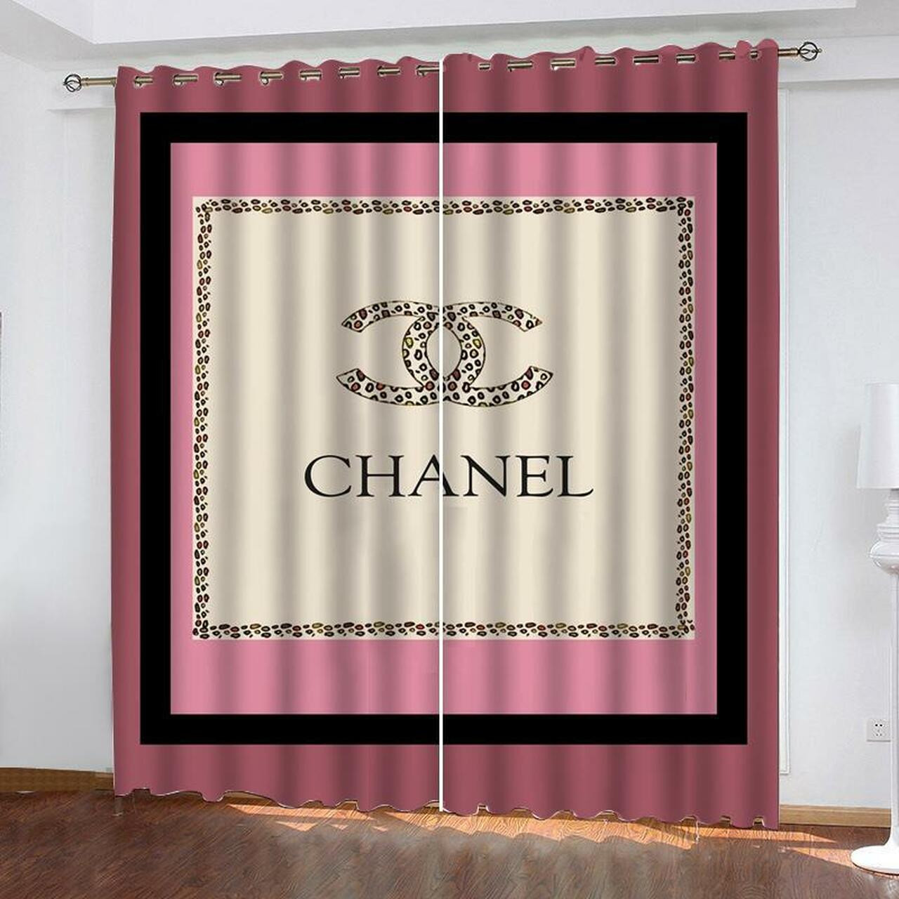 
                chanel printed premium logo fashion luxury brand window curtain home decor
            