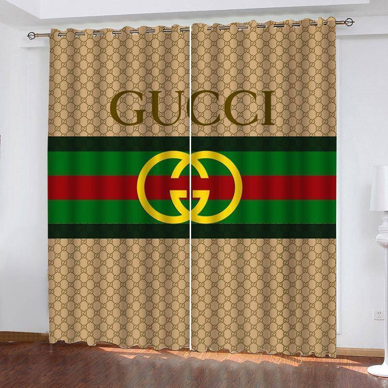 
                gucci logo fashion luxury brand window curtain home decor
            