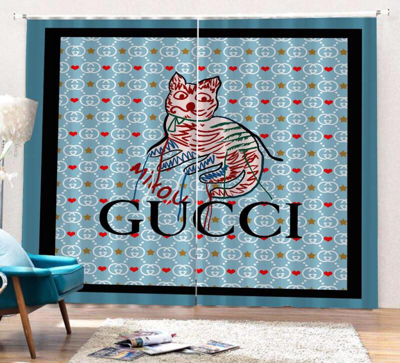 
                gucci cat fashion logo luxury brand window curtain home decor
            