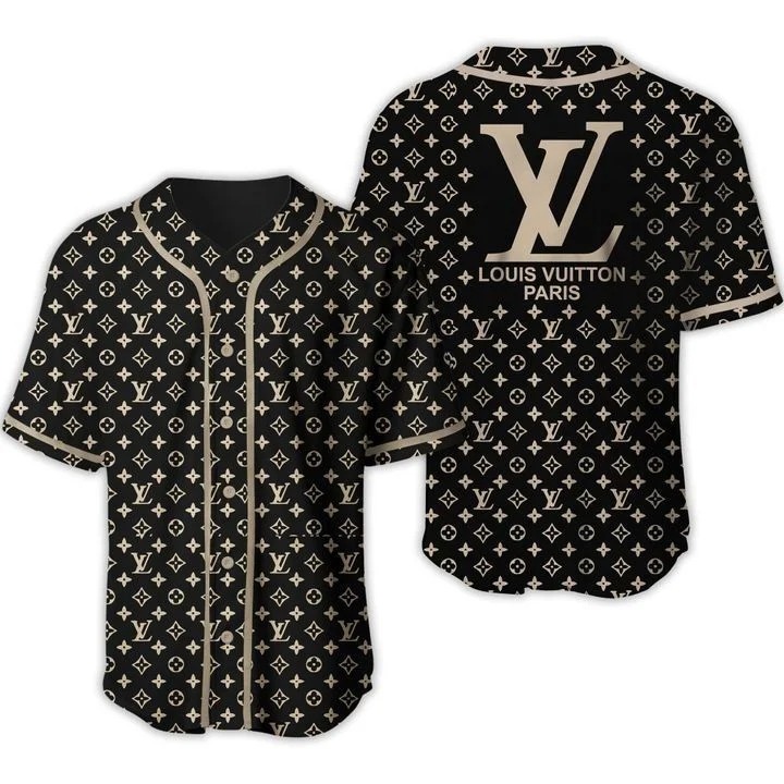 Buy louis vuitton black baseball jersey shirt lv luxury clothing clothes sport for men women 132 mte