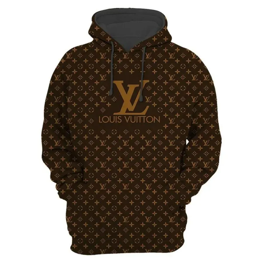 
                louis vuitton fashion luxury brand brown monogram unisex hoodie for men women
            