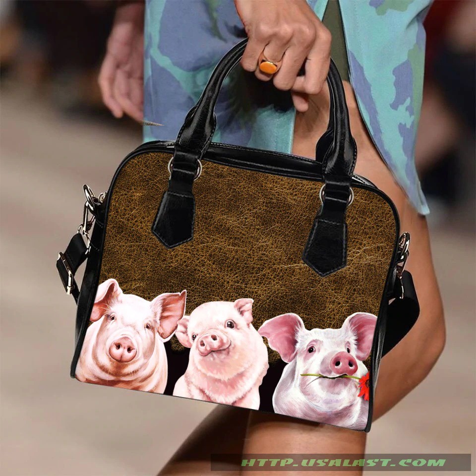 Three pigs in hole brown leather pattern shoulder handbag luxury