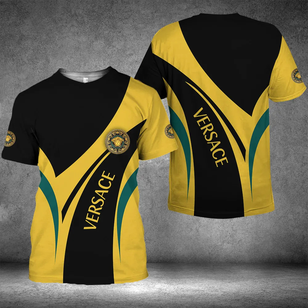 versace black yellow luxury brand premium t-shirt outfit for men women