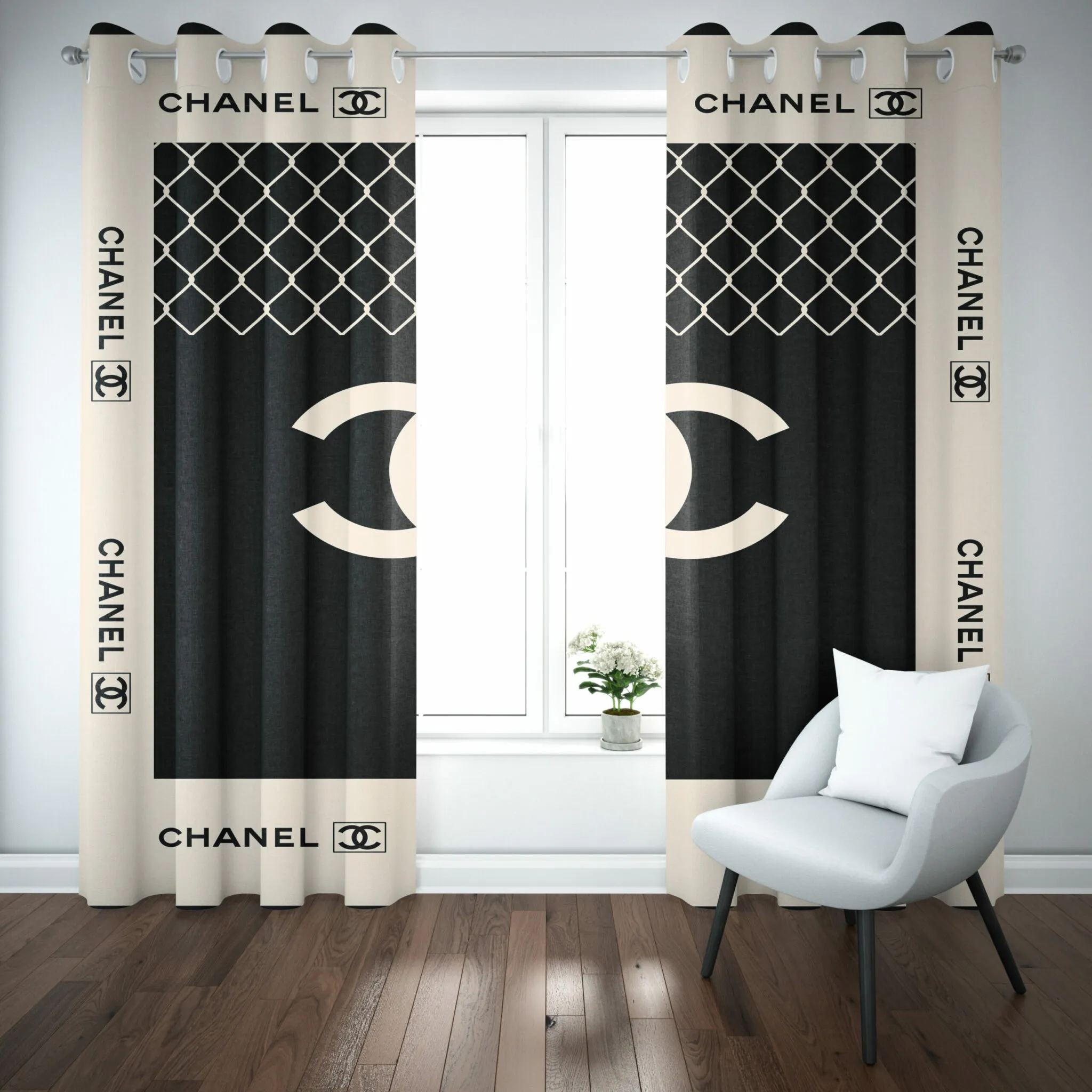 
                chanel luxury fashion premium window curtain home decor
            