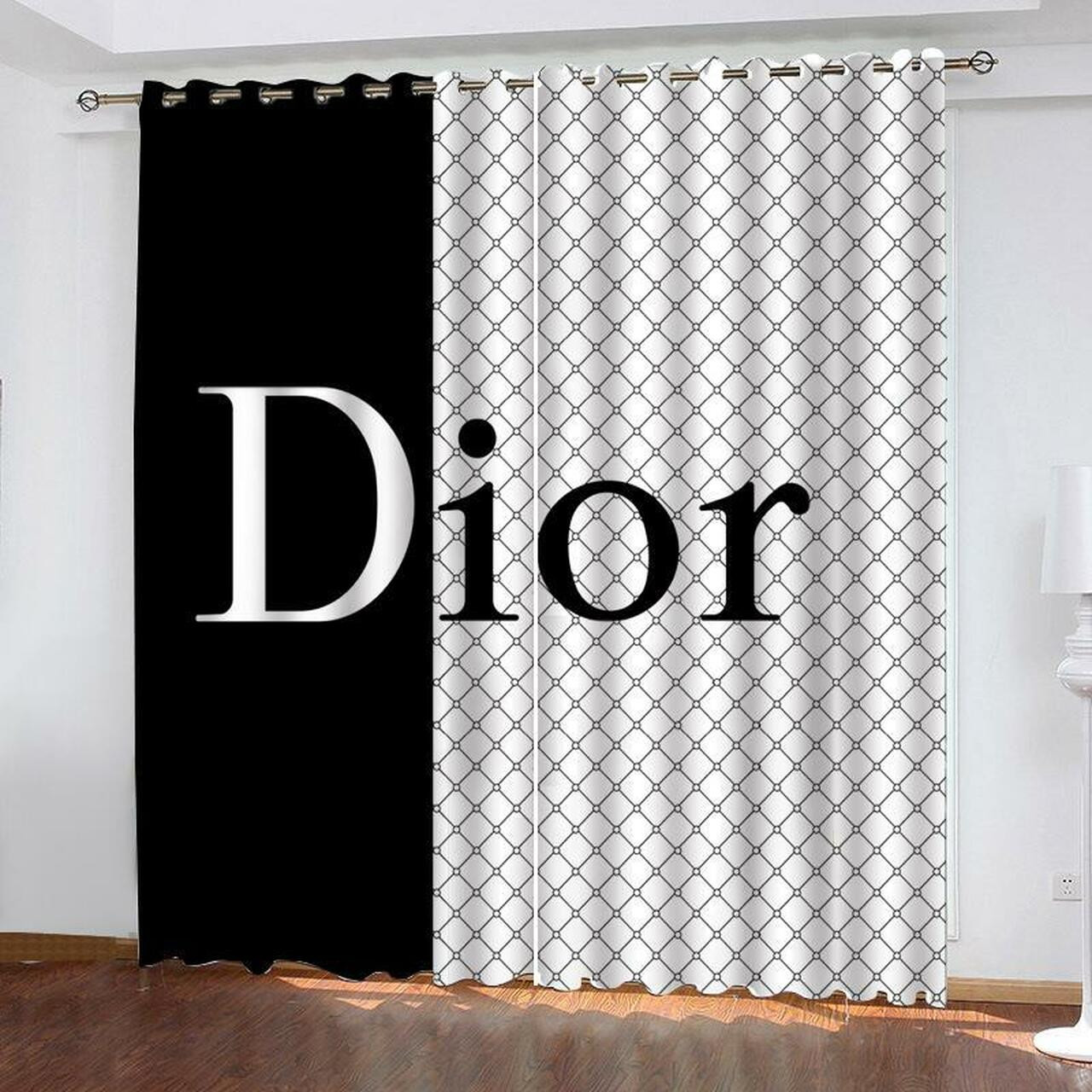 dior printed premium logo fashion luxury brand window curtain home decor