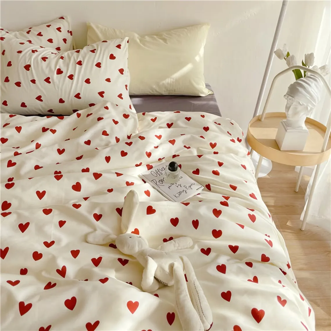 Red Heart Duvet Cover Set, Bedding Sets, Aesthetic Bedding Set, College Dorm Duvet Cover, Duvet Cover Set, Queen King Duvet Cover