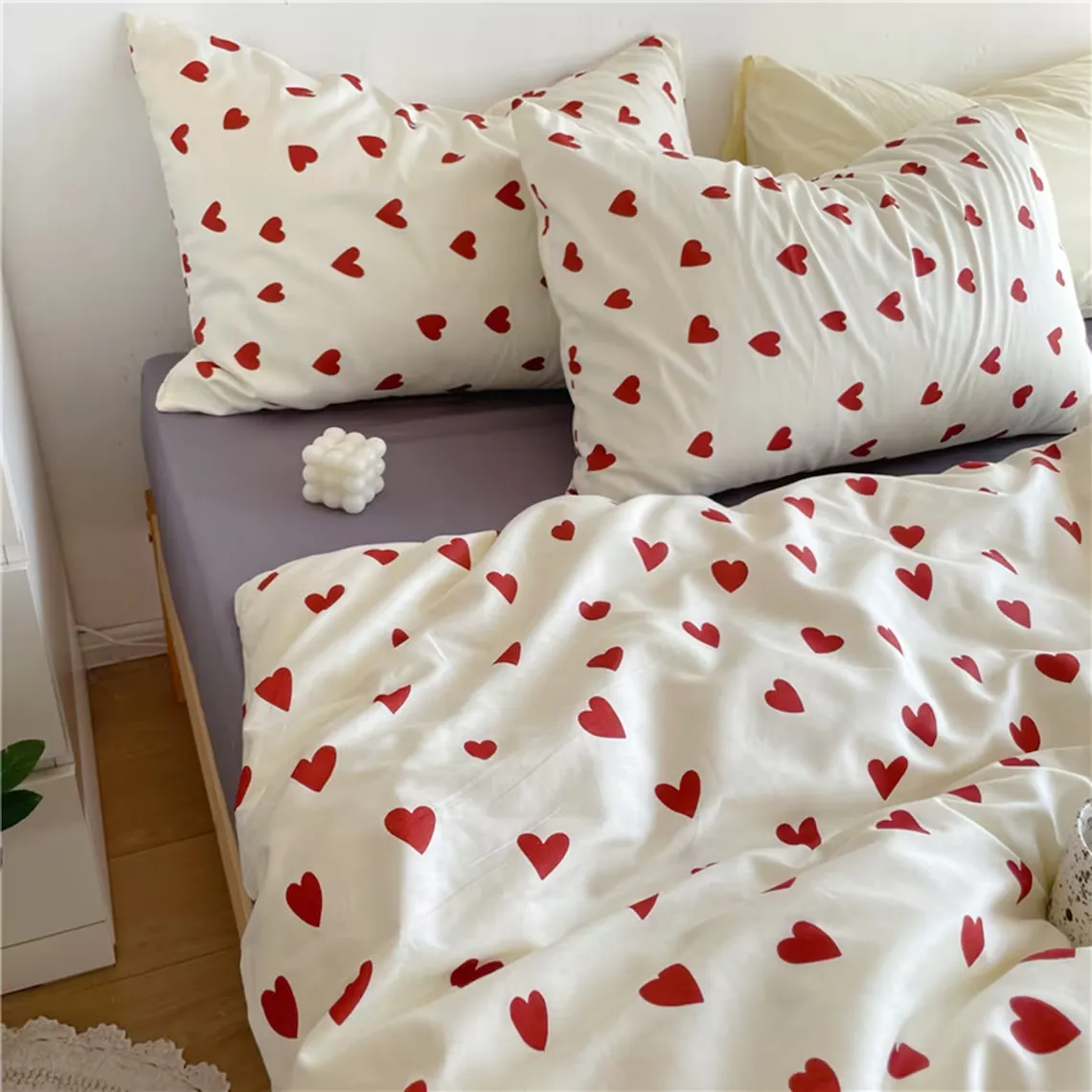 Red Heart Duvet Cover Set, Bedding Sets, Aesthetic Bedding Set, College Dorm Duvet Cover, Duvet Cover Set, Queen King Duvet Cover