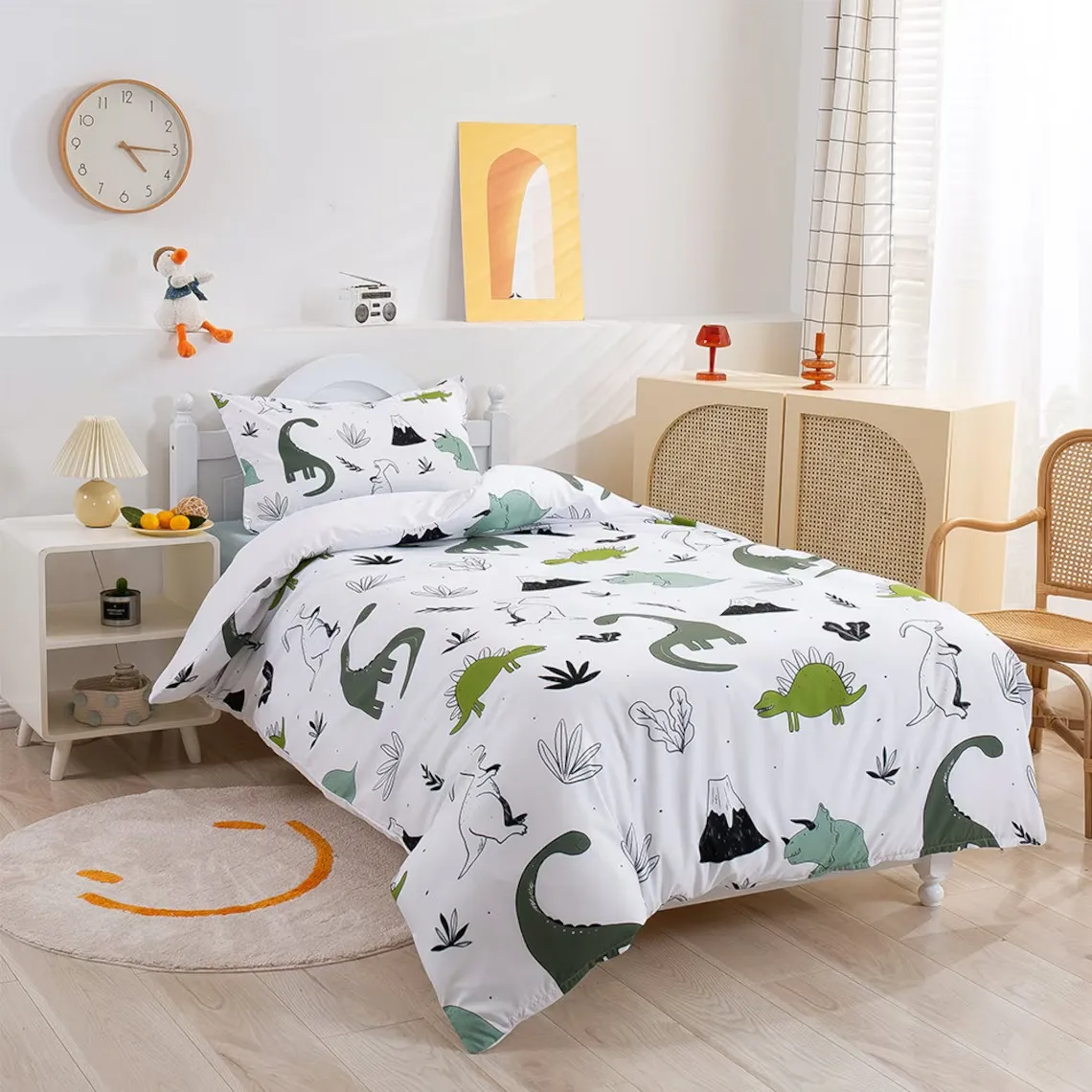 Dinosaur Duvet Covers Set, Pattern Quilt Cover, Leaves Bedding Set, Volcano Doona Cover, Cartoon Twin Bedding, Kids Bedding Set