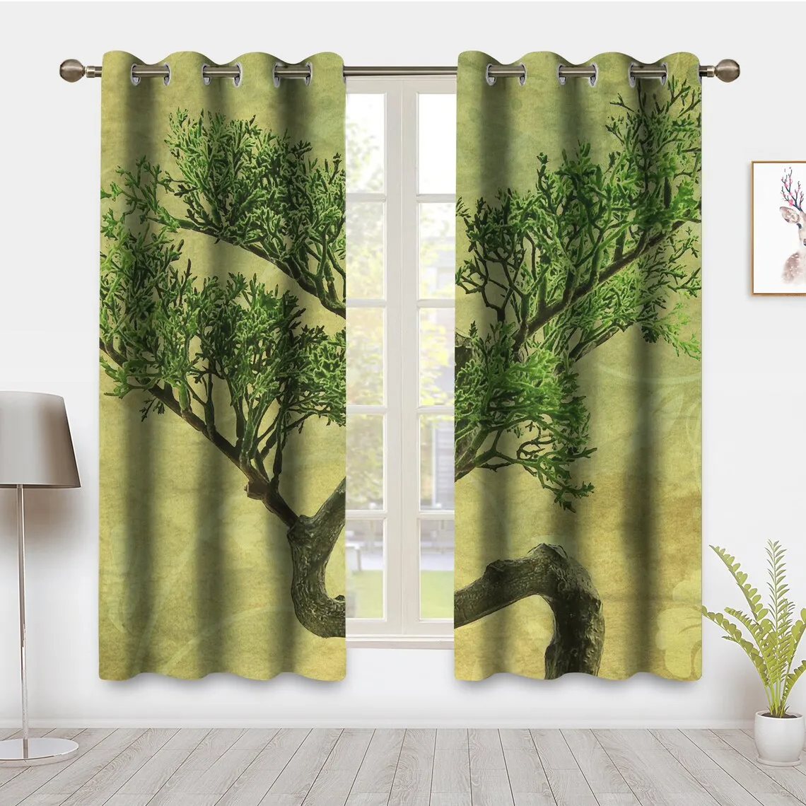 Tree of Life Curtain Mystical Psychedelic Mandala Tree Drapes Bohemian Style Window Treatments 2 Panels Pair Blackout Curtain for Bedroom