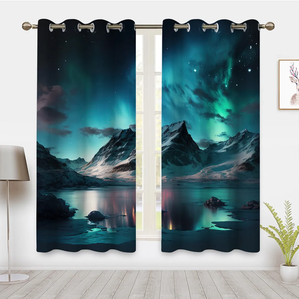 Starry sky window Curtain, Aurora Curtain, Window Drapes 2 Panels Pair Window Treatment Drapes Blackout Curtains, Bedroom Dorm privacy decor