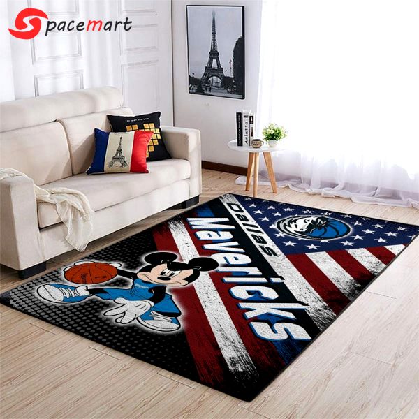 Mickey mouse disney dallas mavericks nba with flag american living room carpet rug home decor