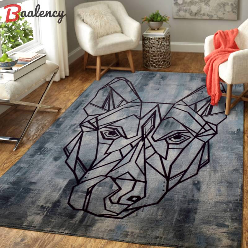 Geometric husky animals area rug carpet