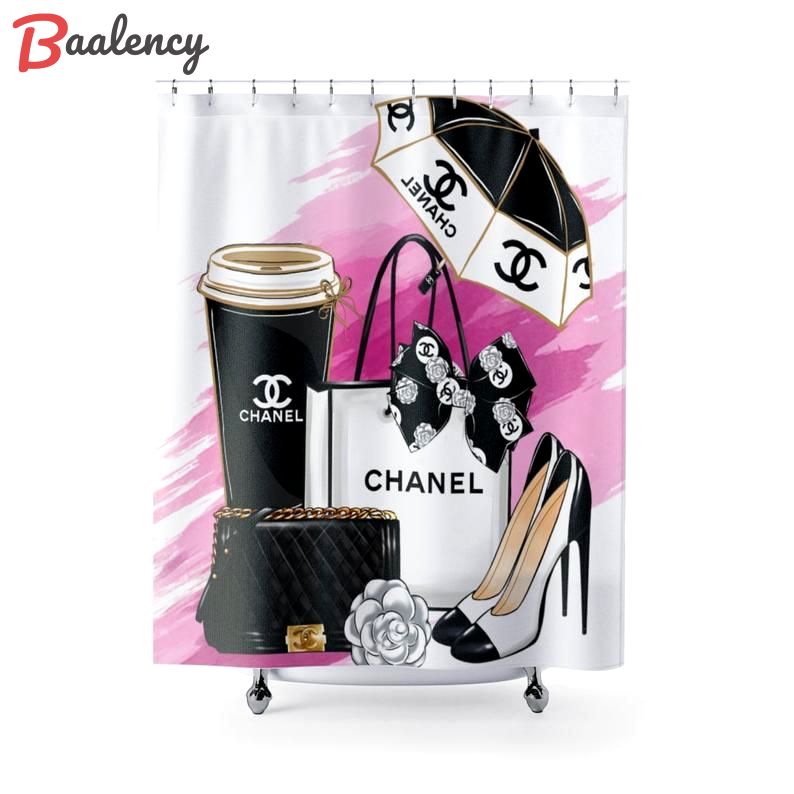 Coco chanel shower curtain set luxury bathroom mat set luxury window