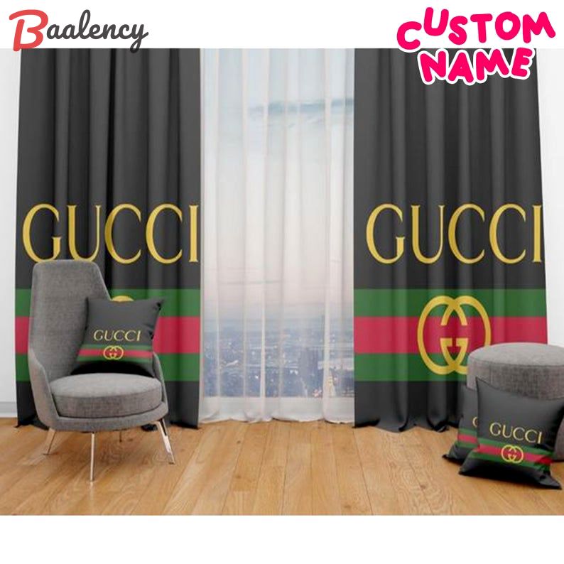 Gucci GC luxury bathroom set black and white 1 shower curtain