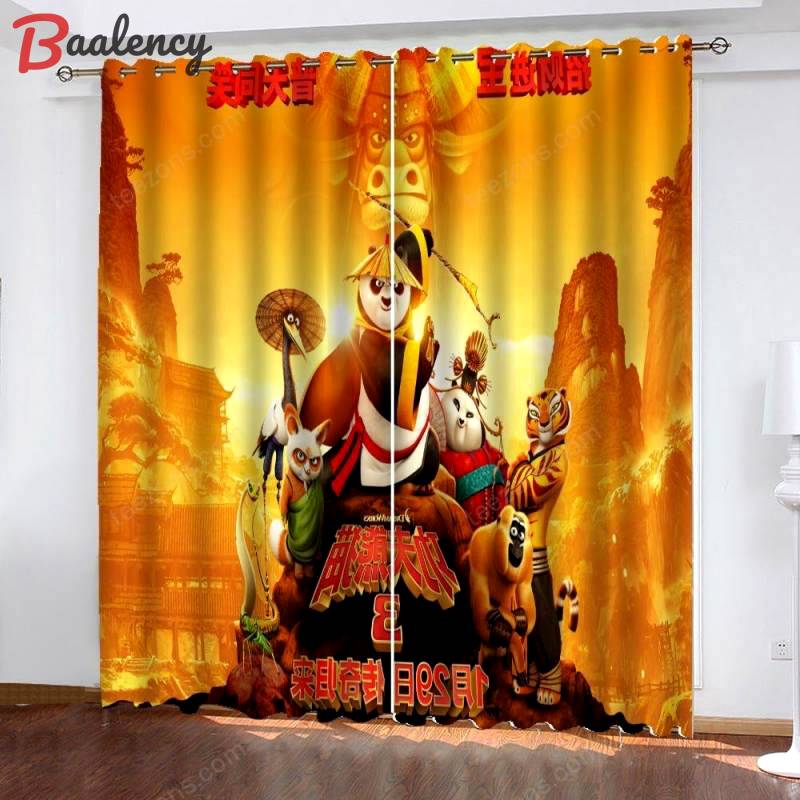 Kung fu panda 6 3d living room shower curtains