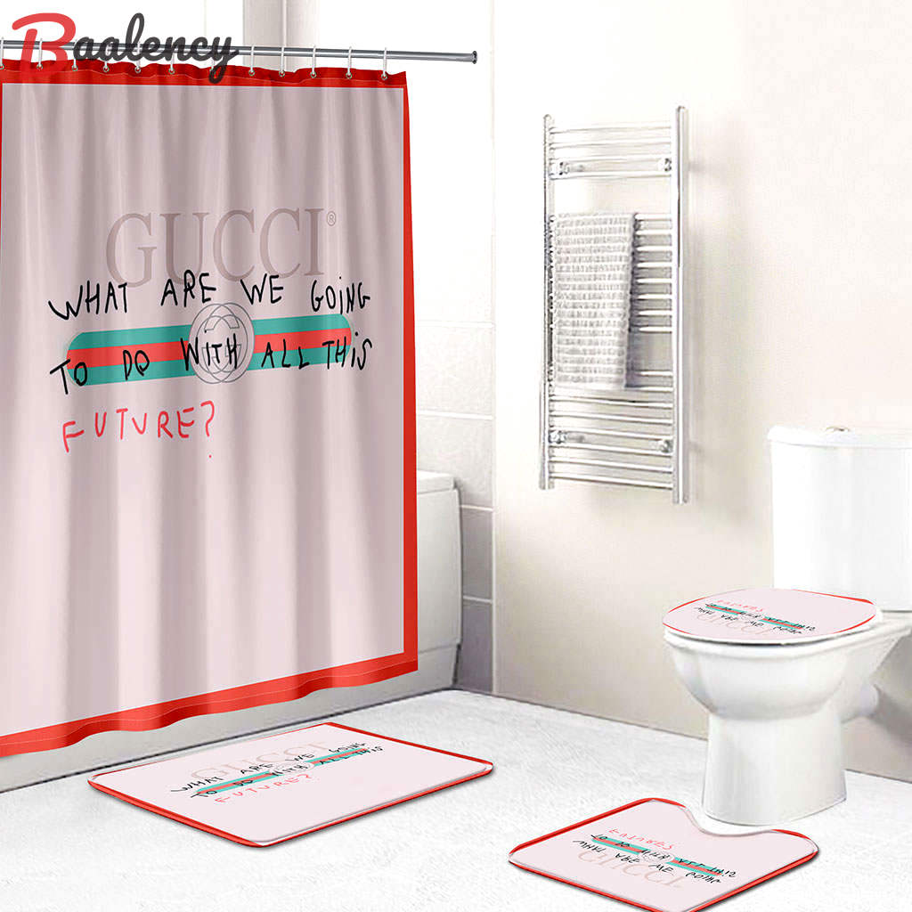 Gucci luxury bathroom set rose and red shower curtain