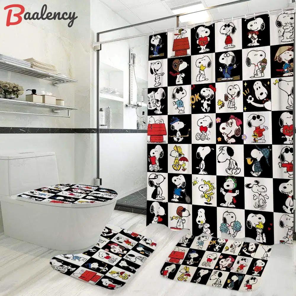 Snoopy bathroom set cartoon shower curtain set