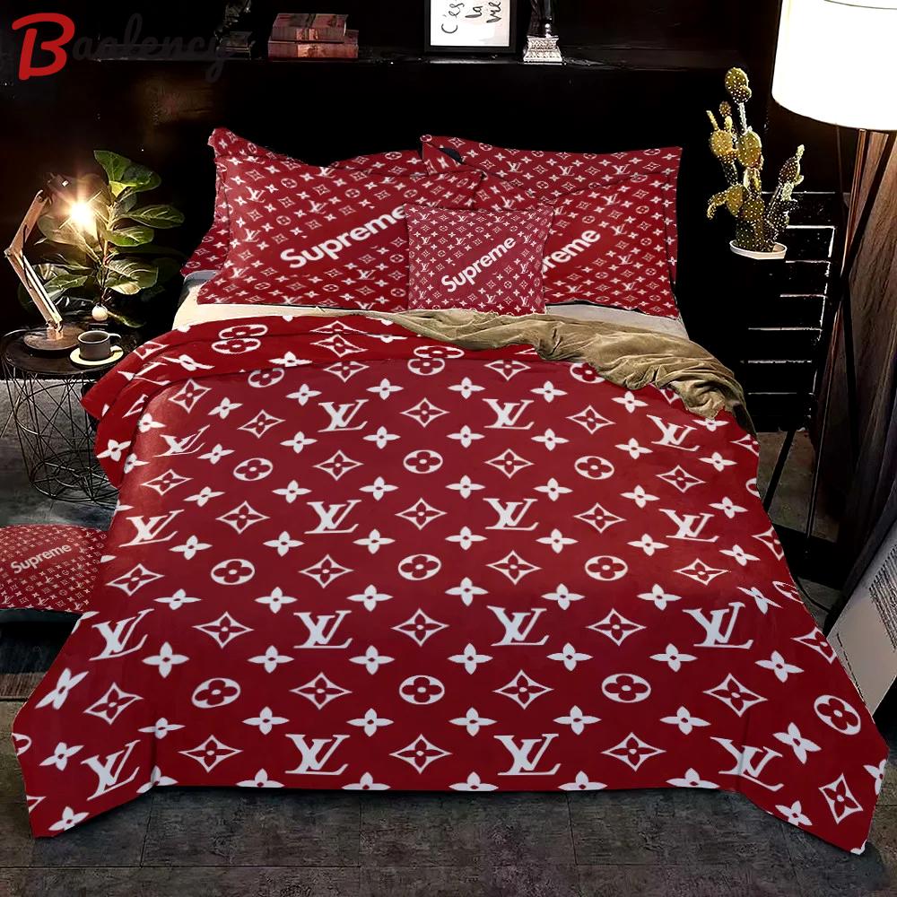 Louis vuitton supreme red fashion logo luxury brand premium bedding