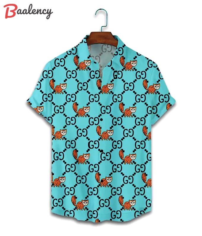 Gucci animal blue luxury brand fashion hawaii shirt for men 8 Hawaii Shirt