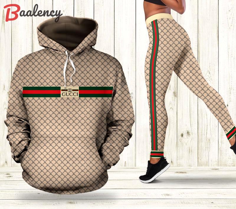 Gucci stripe hoodie leggings luxury brand clothing clothes outfit for women ht 57 Hoodie Leggings Set