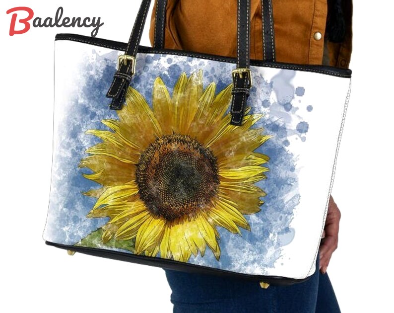 Sunflower leather handbag - shoulder tote bag 211 Leather Tote Bag