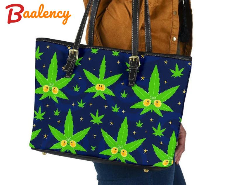 Weed marijuana leather handbag - shoulder tote bag 317 Leather Tote Bag