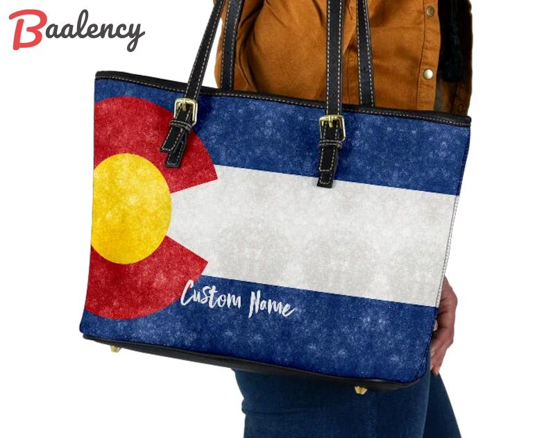 Colorado flag leather handbag - shoulder tote bag 302 Leather Tote Bag