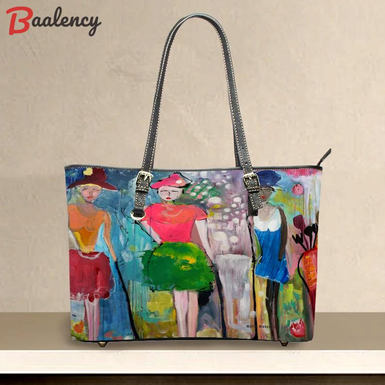 All-over print women's pu shoulder bag full color 26 Leather Tote Bag