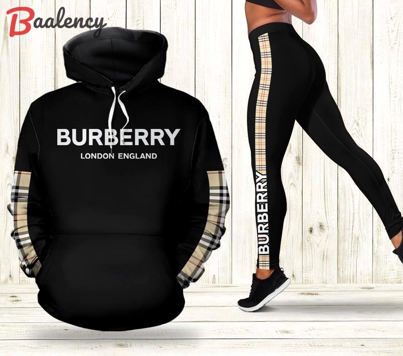 Burberry black hoodie leggings luxury brand clothing clothes outfit for women ht Hoodie Leggings Set