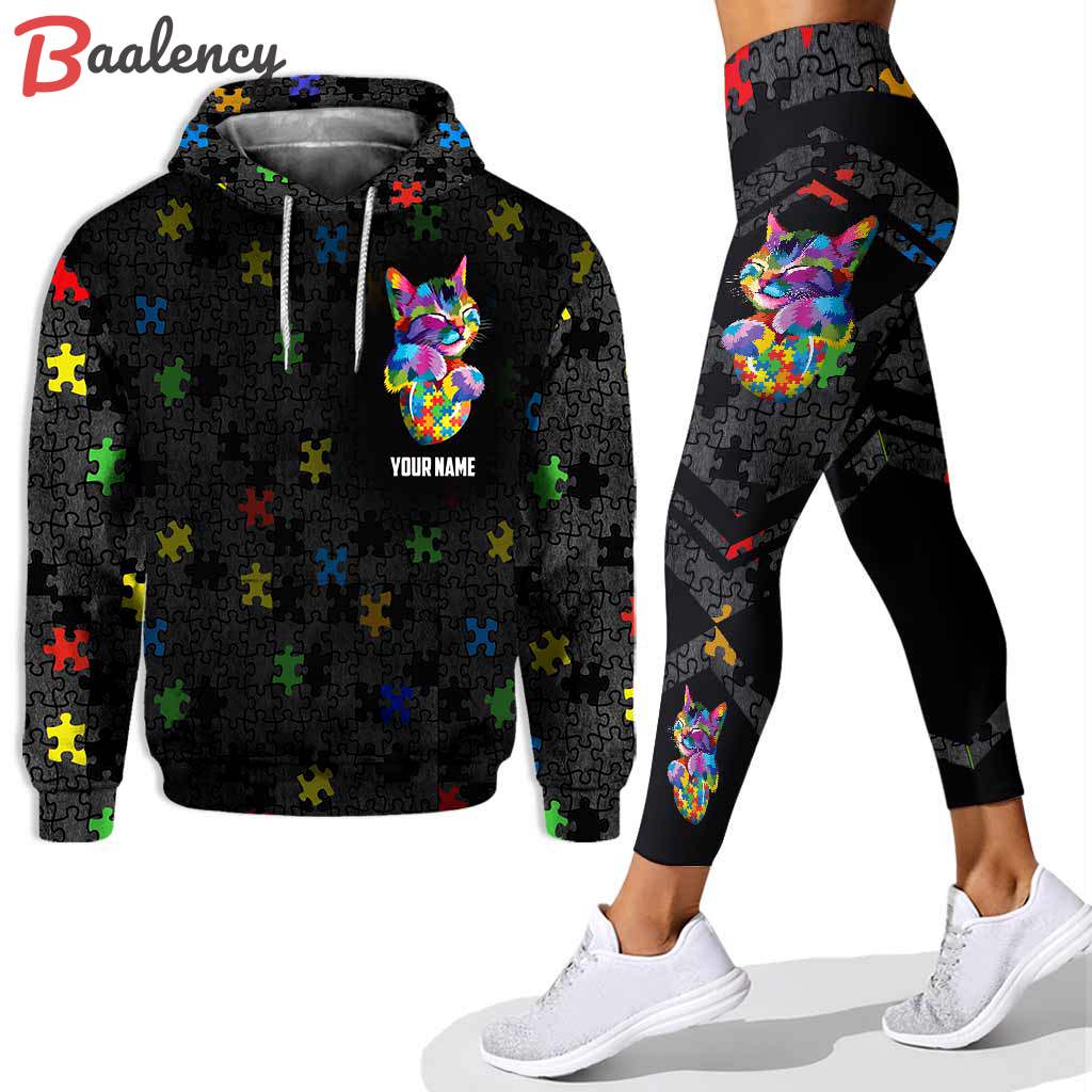 Cat color don’t judge what you don’t understand personalized autism awareness hoodie and leggings autism awareness gift ht Hoodie Leggings Set