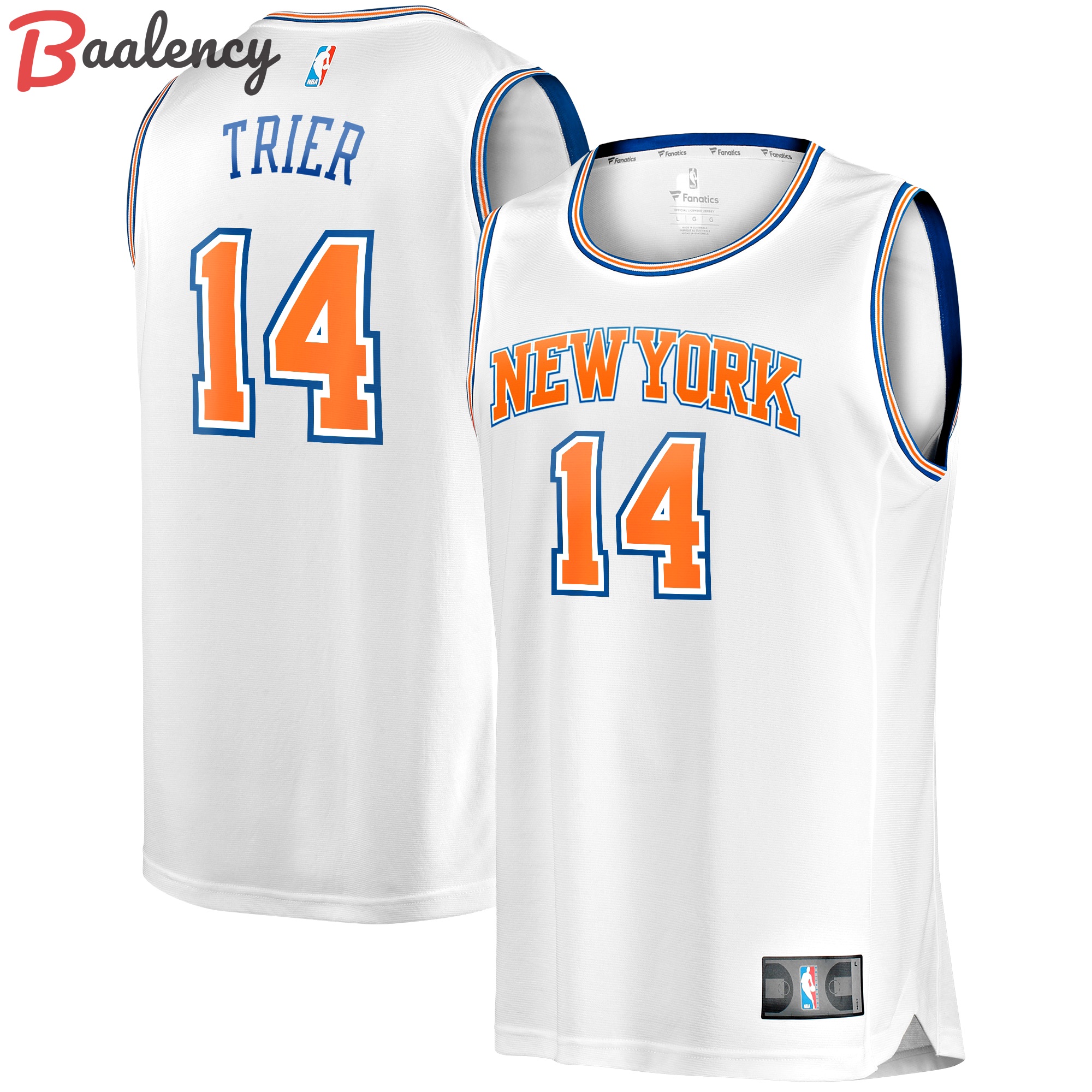 Allonzo trier new york knicks fanatics branded fast break player jersey statement edition white Baseball NBA Jersey NBA Gift For Fans Replica Basketball Sports