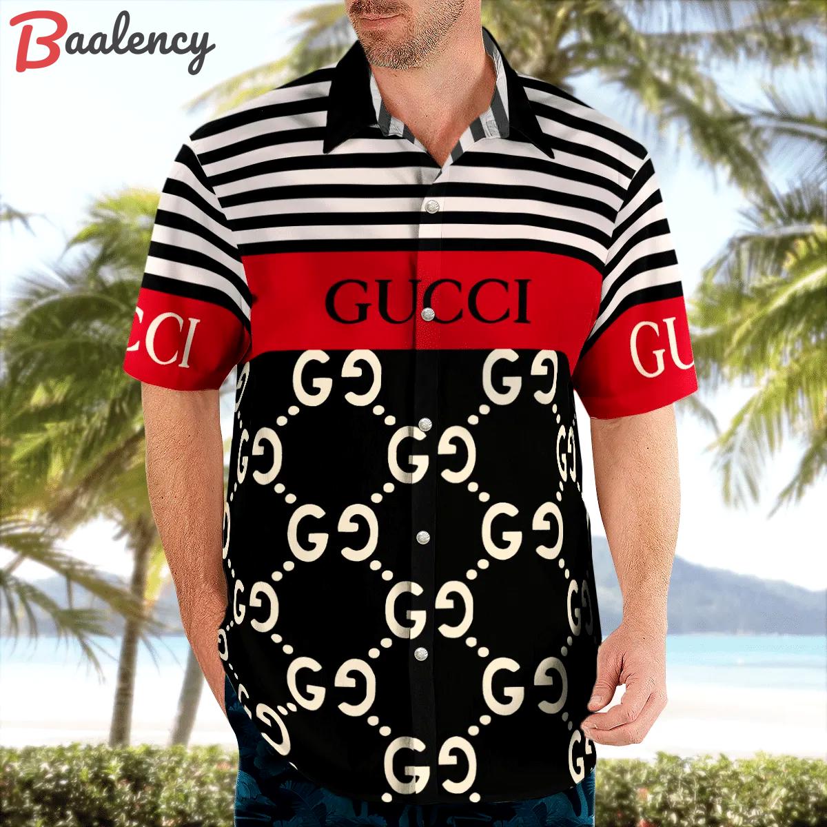 Gucci red black luxury brand premium fashion hawaii shirt for men 31 Hawaii Shirt