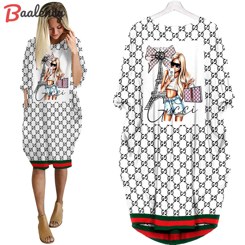 Gucci fashion girl batwing pocket dress luxury brand clothing clothes outfit for women ht Batwing Pocket Dress