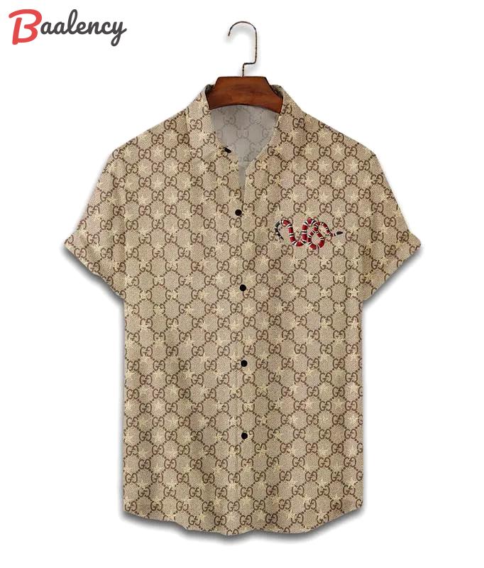 Gucci snake beige luxury brand premium fashion hawaii shirt for men 16 Hawaii Shirt