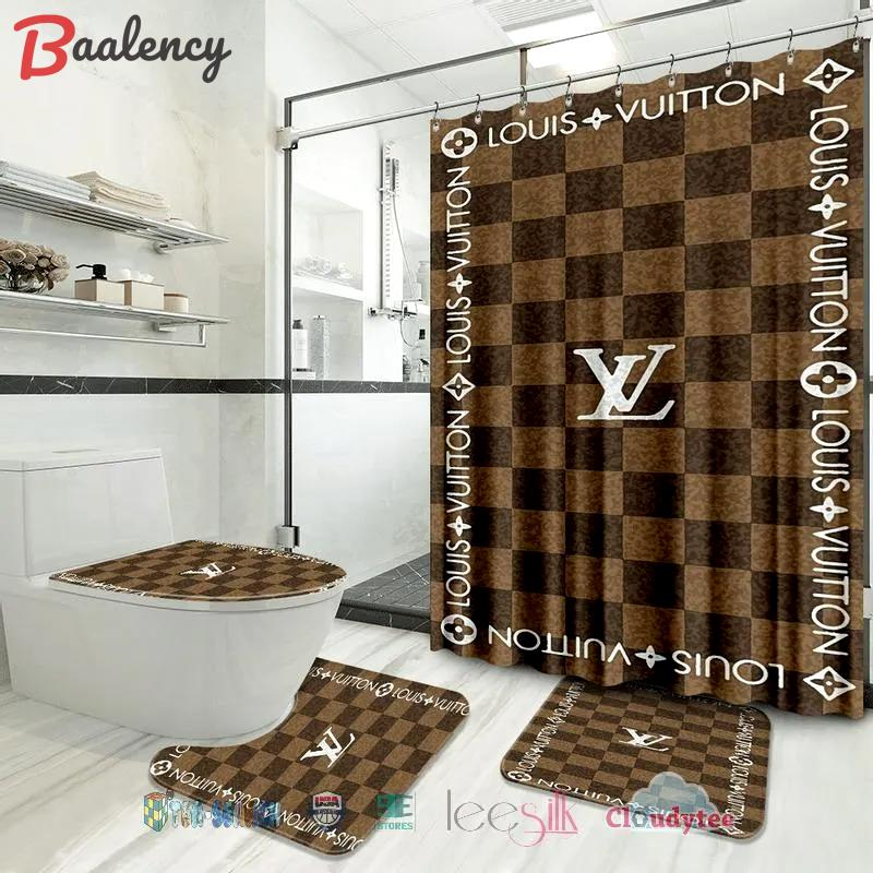 Louis vuitton luxury bathroom set shower curtain style 17