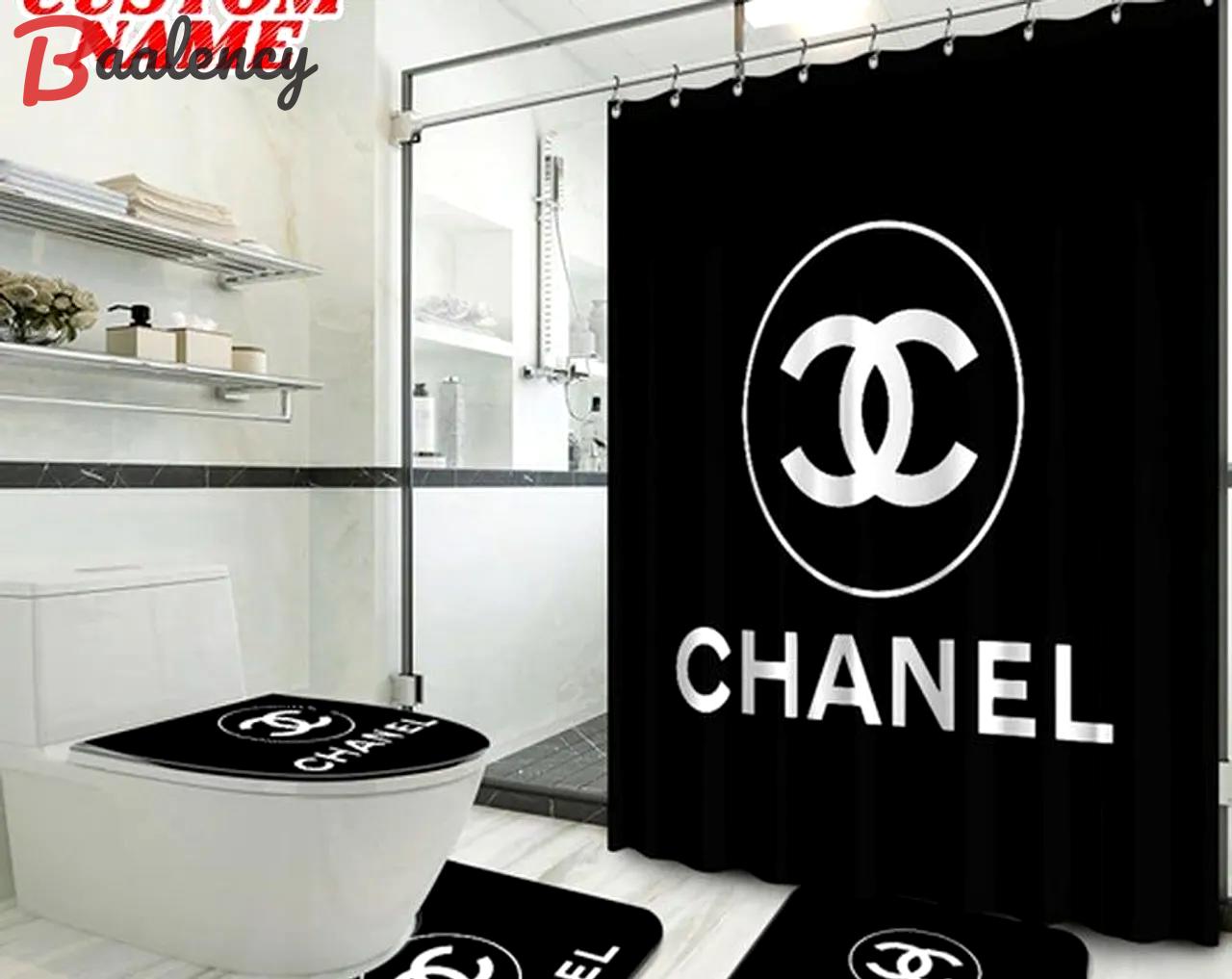 Chanel type 7 shower curtain waterproof luxury bathroom mat set luxury - shower curtain luxury window curtains
