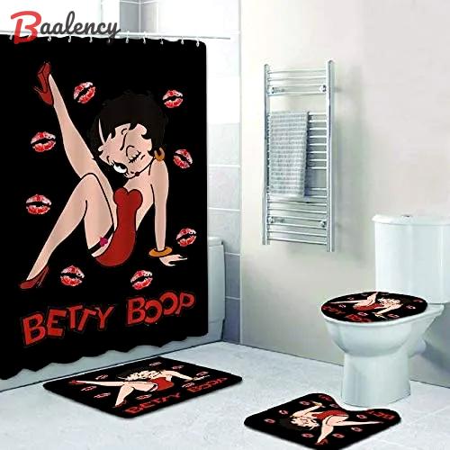 Betty Boop 1 Shower Curtain Toilet Seat Cover Rugs Set