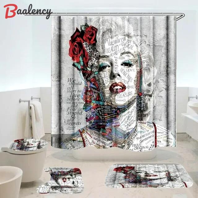 Marilyn Monroe Hollywood Actress 02 Custom Shower Curtain Waterproof Bathroom Decor Bat Mat Sets Window Curtains