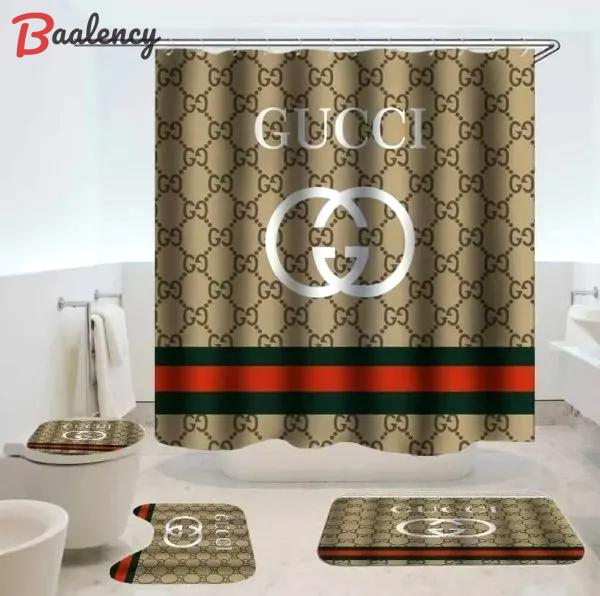 Gucci luxury 2 shower curtain waterproof luxury bathroom mat set luxury