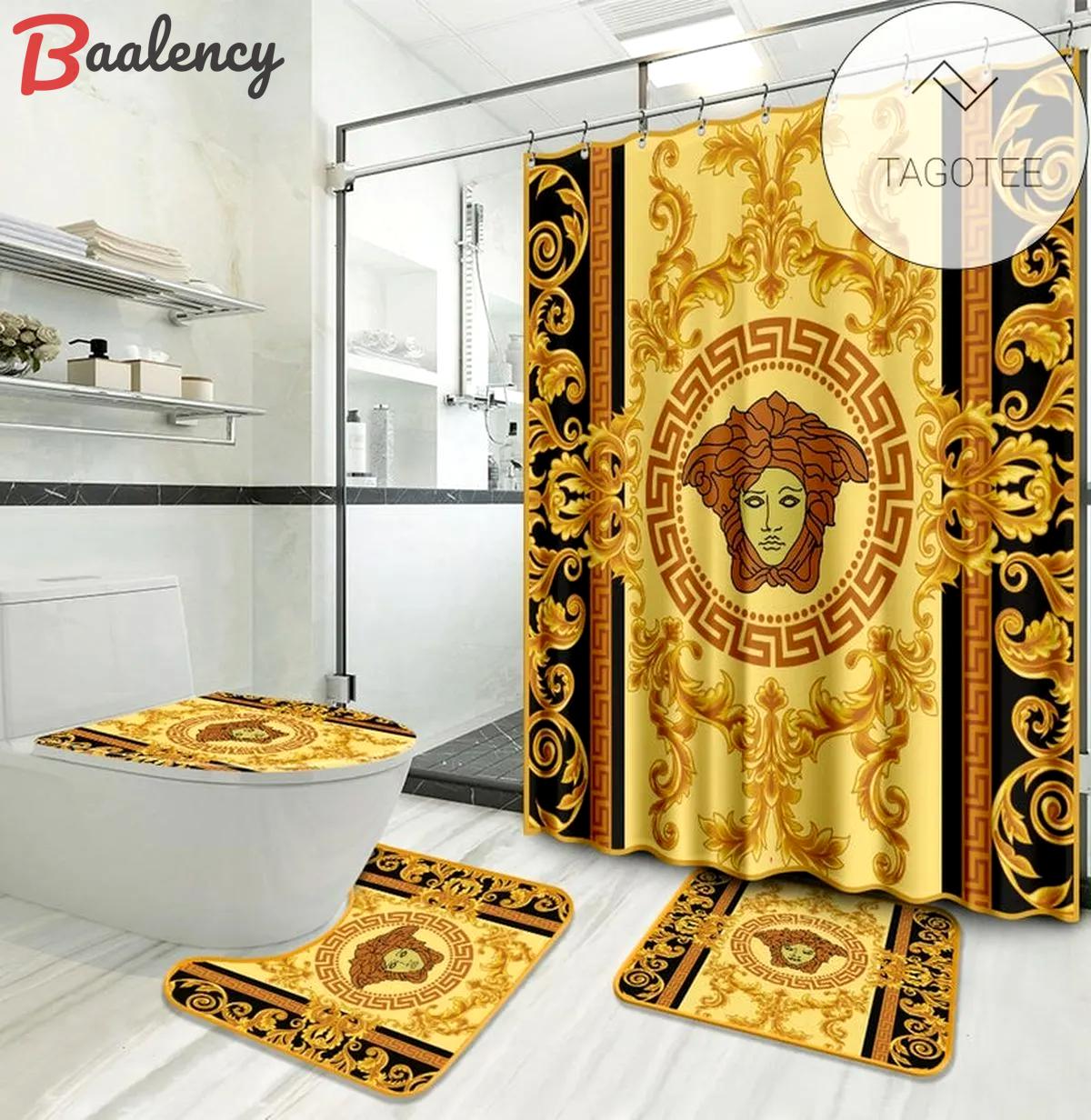 Versace Type 16 Shower Curtain Waterproof Luxury Bathroom Mat Set Luxury Brand Shower Curtain Luxury Window Curtains