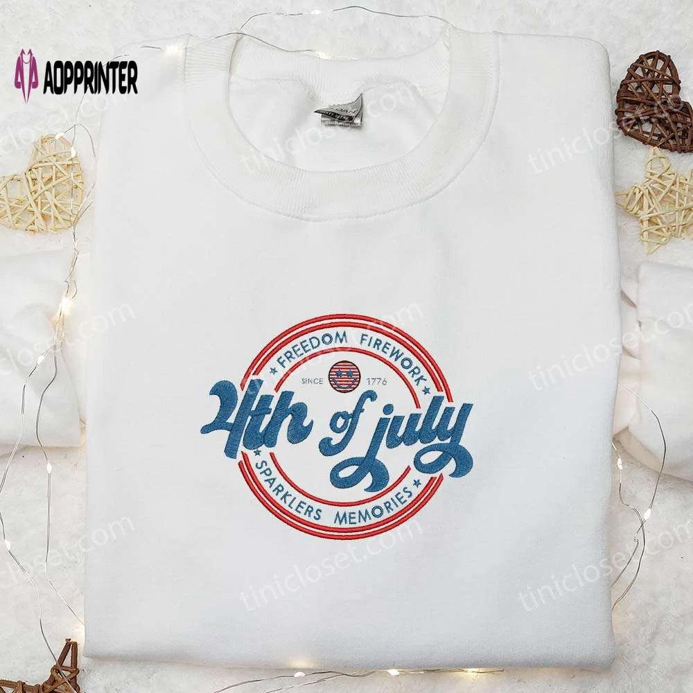4th of july embroidered shirt: freedom firework sparklers national day gifts – best patriotic shirts Embroidered Shirt
