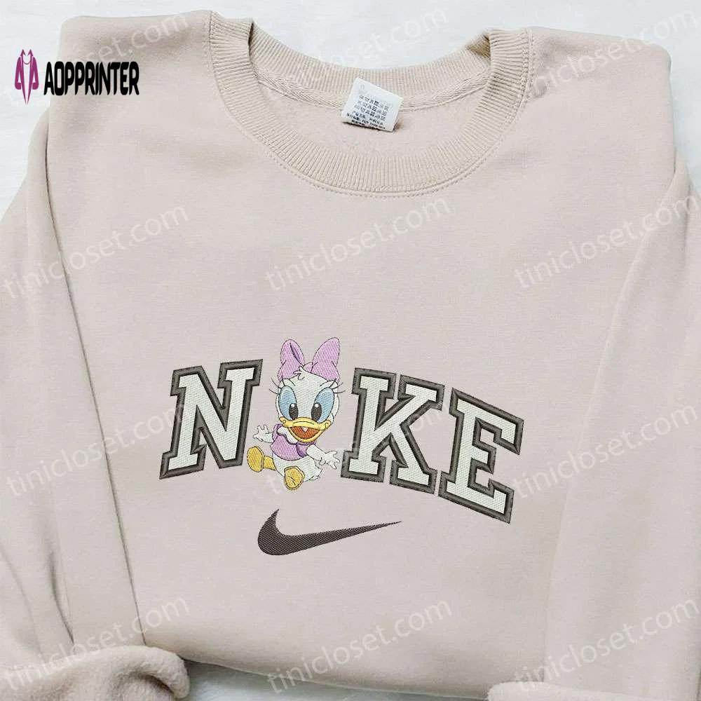 Adorable baby daisy duck x nike cartoon embroidered shirt – disney & nike inspired Embroidered Shirt