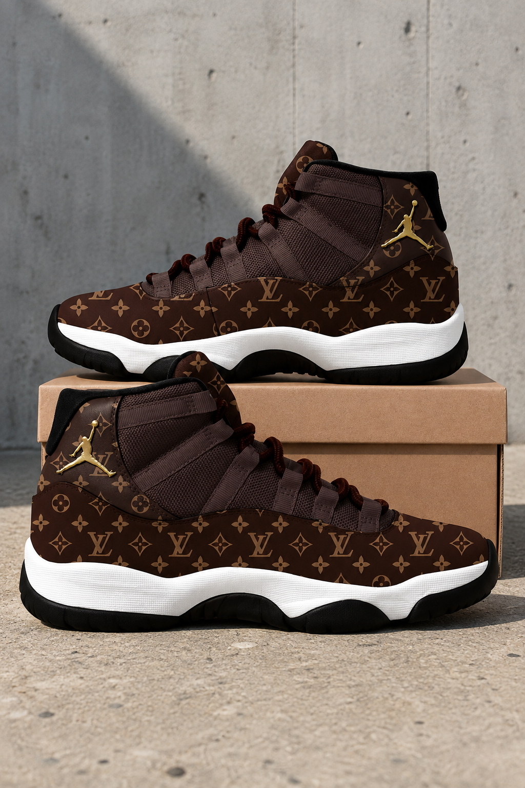 Air Jordan 11 High Top Sneakers Louis Vuitton Ver 4 Style for Men and Women