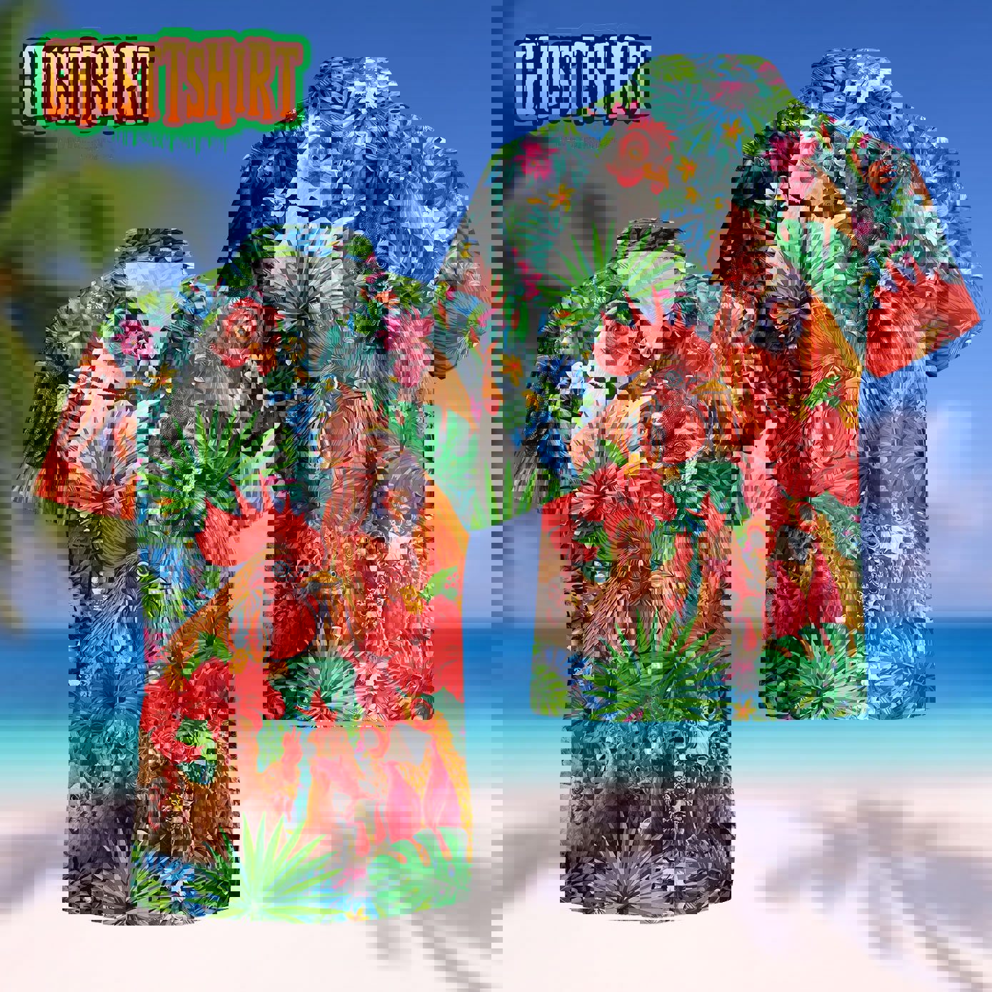 Aloha funny chicken hawaiian shirt Hawaii Shirt Shorts & Flip Flops