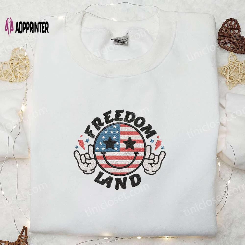 America freedom land smile icon embroidered shirt: best patriotic national day gift Embroidered Shirt