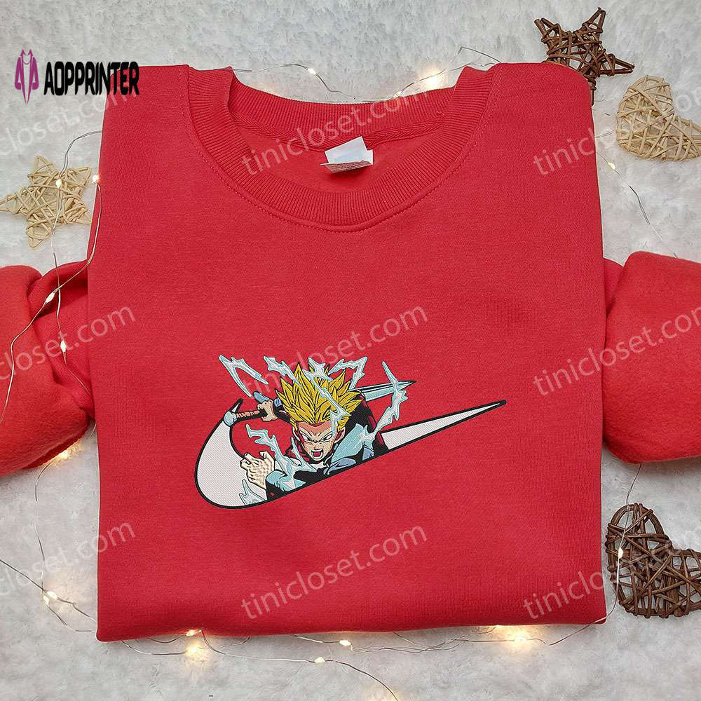 Anime embroidered hoodie & shirts: trunks x nike swoosh dragon ball & nike inspired Embroidered Shirt